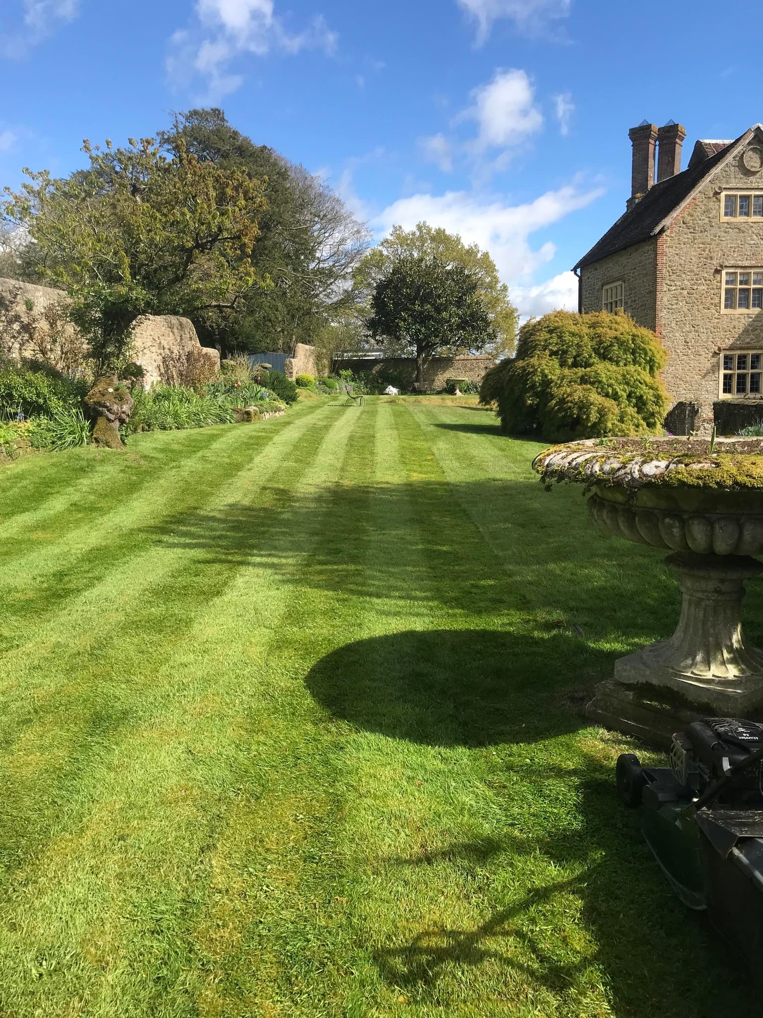 Professional lawn care at a country estate